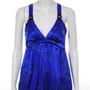 Yumi Kim Blue Silk Printed High Waist Dress Sz. XS
